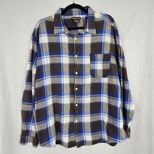 Atlas‎ for Men Button Up Shirt Blue Brown White Plaid Size 3X